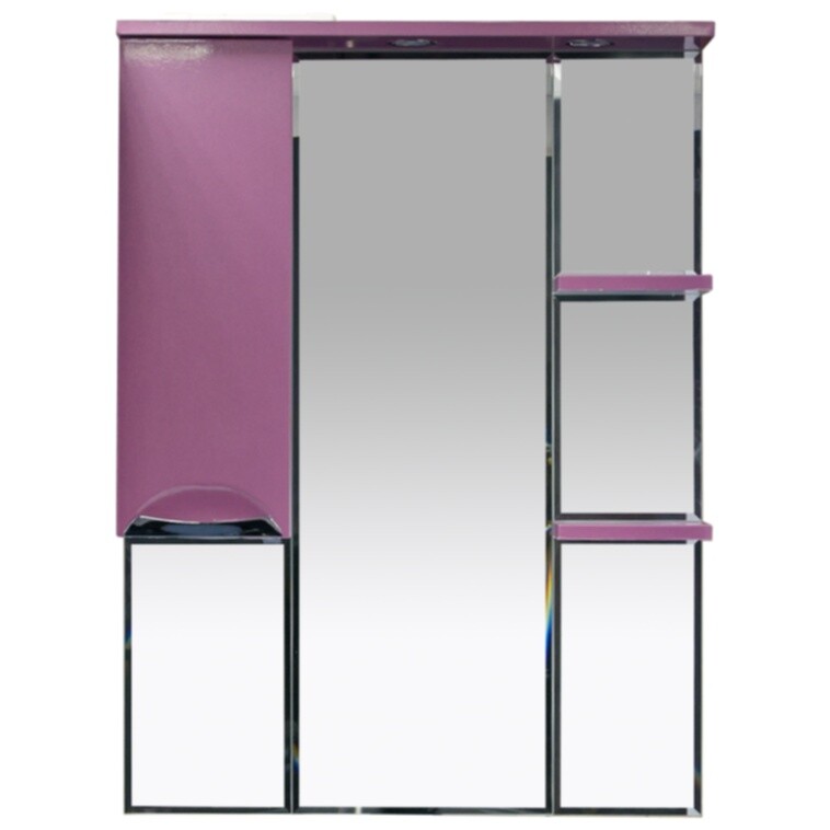 Зеркало настенное со шкафом и подсветкой левое розовое &quot;Жасмин-75&quot;