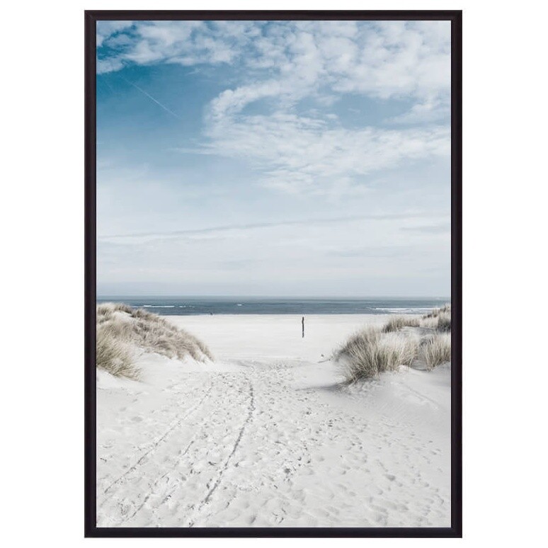 Постер в раме бежево-голубой 50х70 см &quot;Песчаный пляж&quot; 