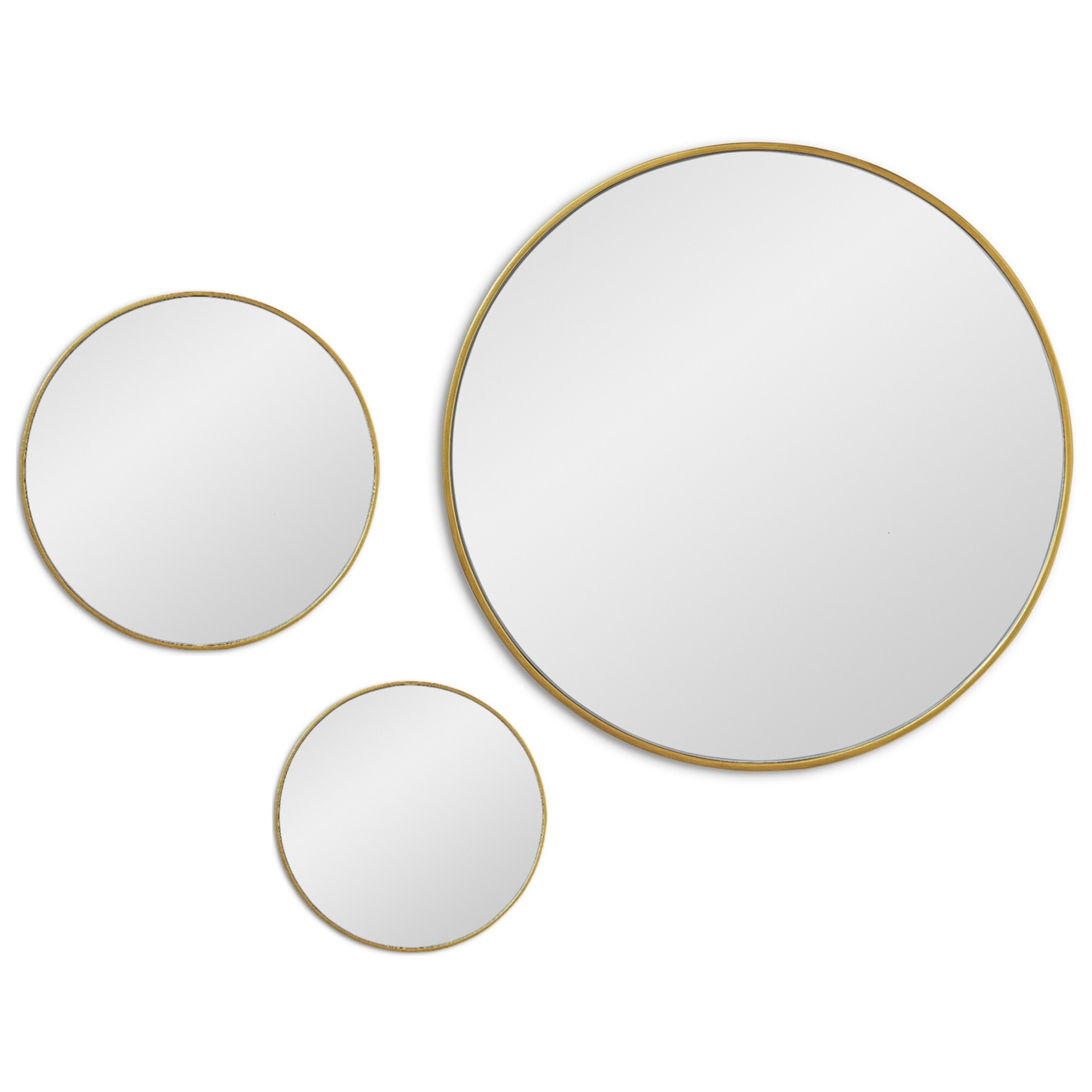 Зеркала настенные круглые в тонкой раме 3 шт золото Jupiter Gold