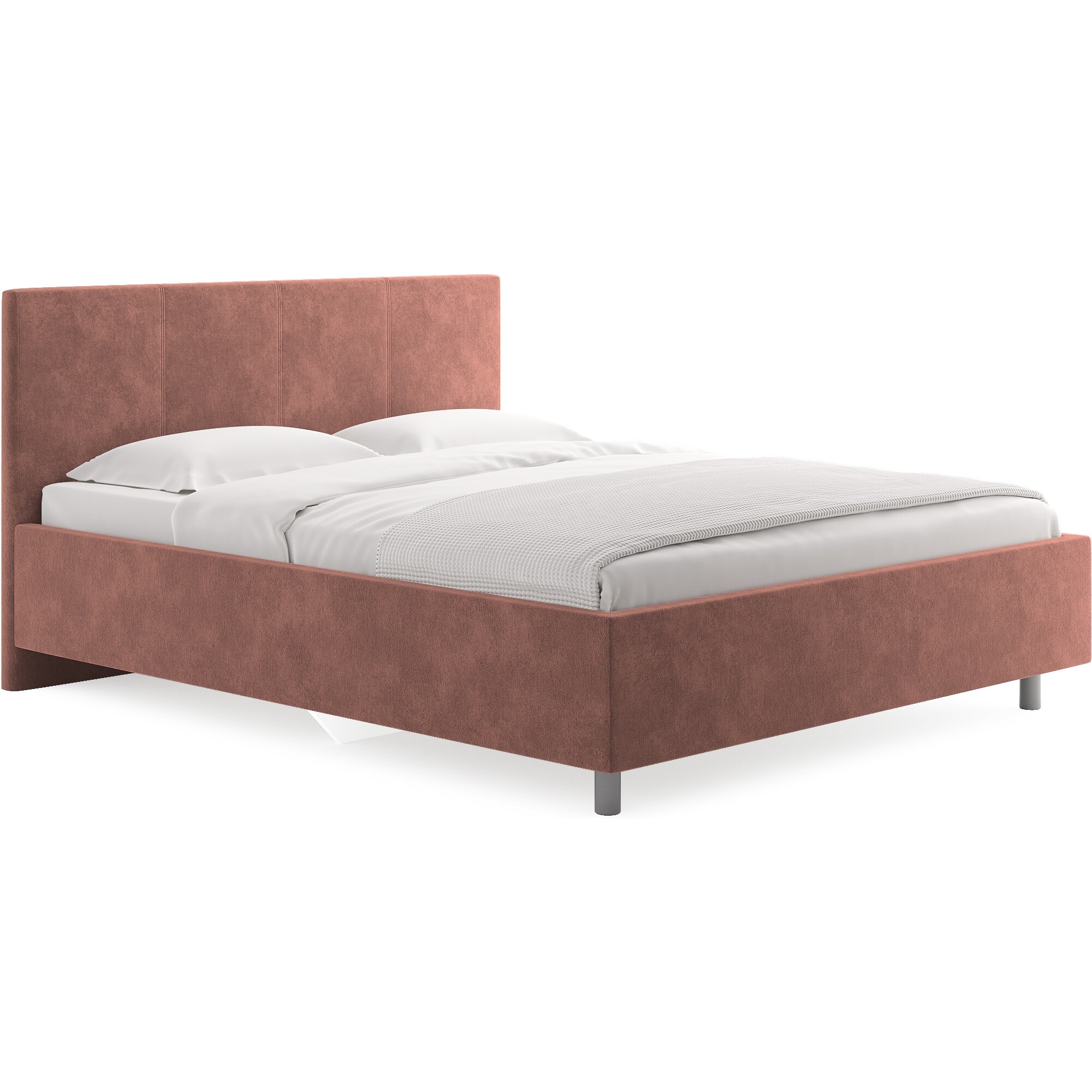 Кровать полутораспальная с мягким изголовьем 120х200 см микровелюр терракотовая Prato