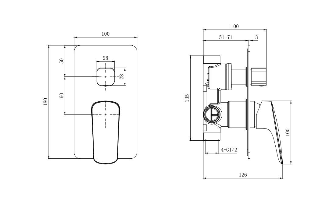 Душевой комплект встраиваемый однорычажный с верхним душем черный Aquatek "Вега" AQ1072MB Set 4 в 1 - изображение 6