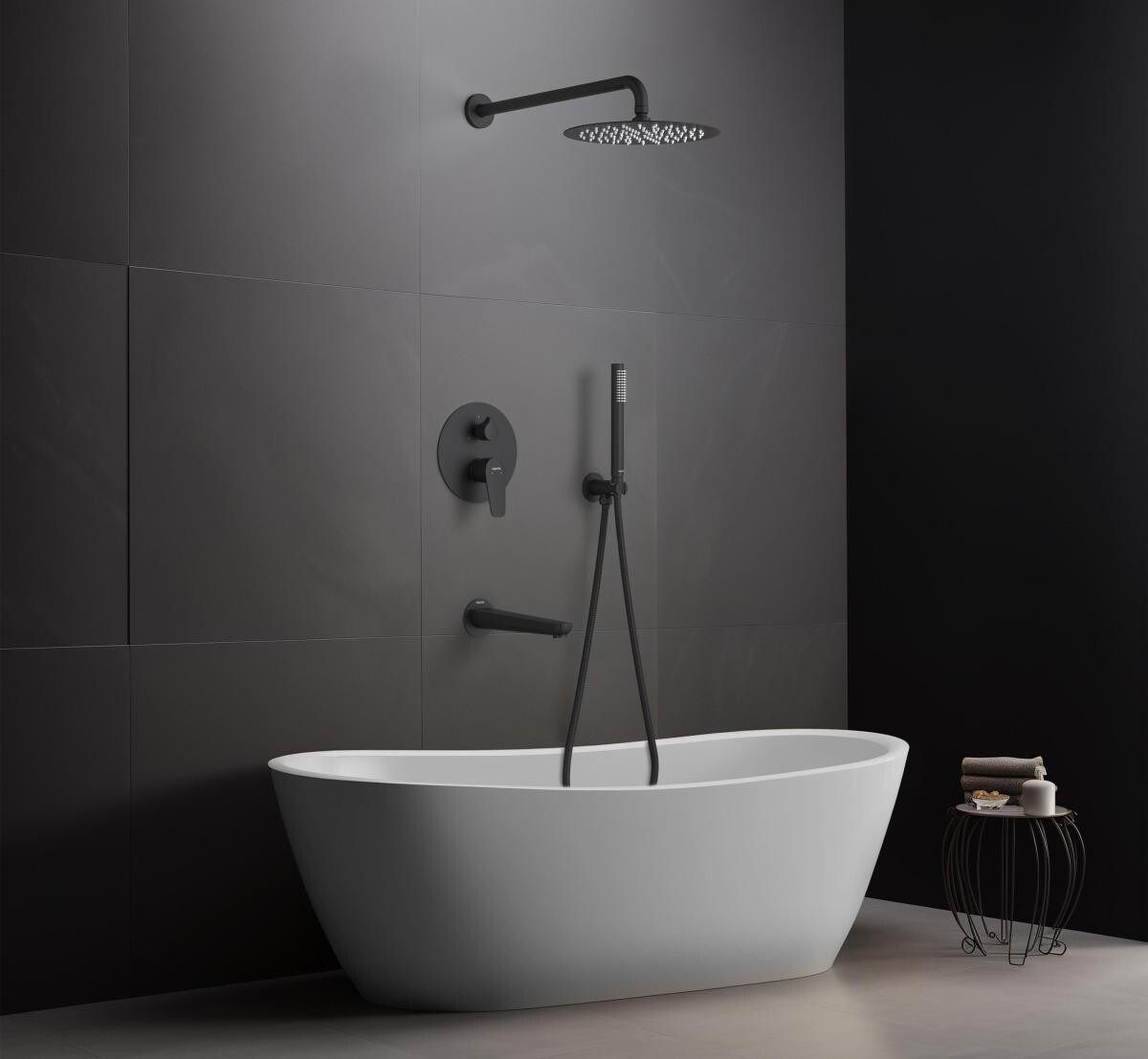 Душевой комплект с верхним душем черный Aquatek "Бетта" AQ1173MB - изображение 4