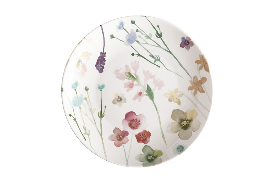 Тарелка фарфоровая для закусок 19 см белая с цветами &quot;Лесные цветы&quot;