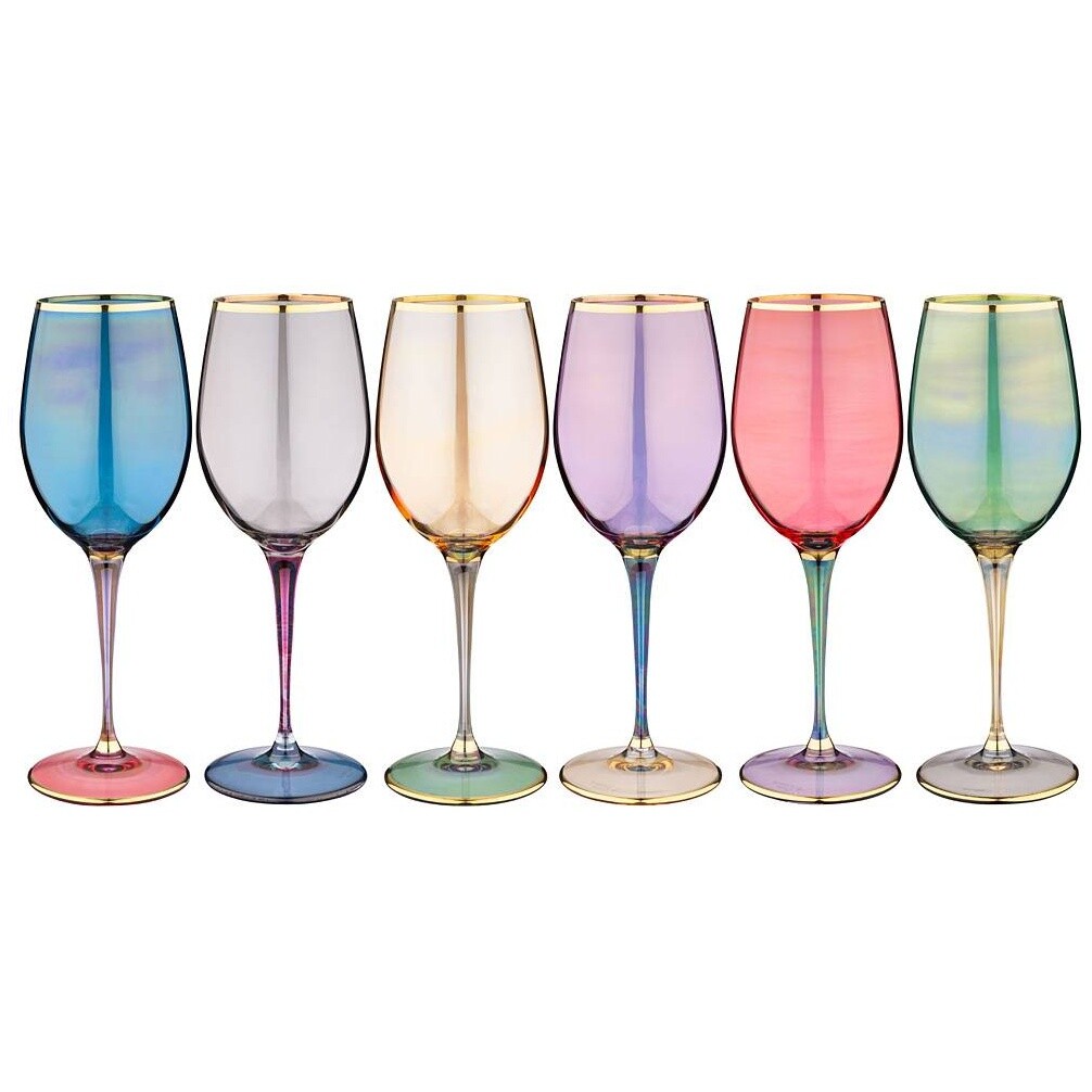 Бокалы стеклянные для вина 380 мл 6 шт разноцветные Premium Colors