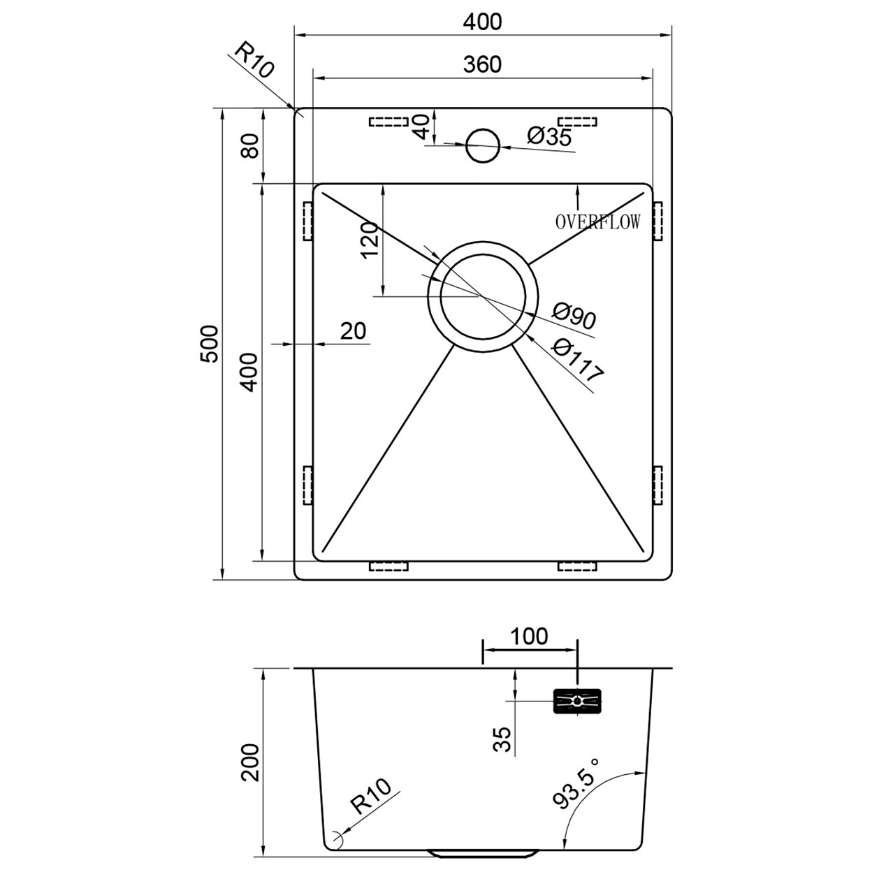 Кухонная мойка из нержавеющей стали 50х40 см полированная сталь Reflexion Iseo RX2240SS - изображение 15