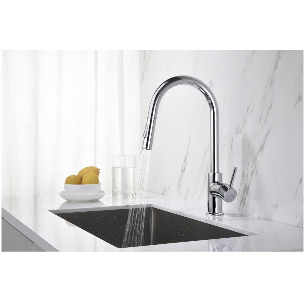 Смеситель для кухни с вытяжным изливом хром Aquatek "Лугано" AQ1784CR - изображение 4
