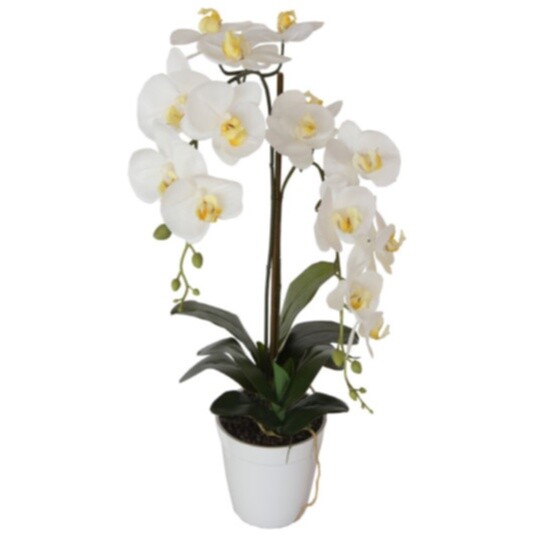 Искусственный цветок &quot;Орхидея&quot; белая в горшке 65 см