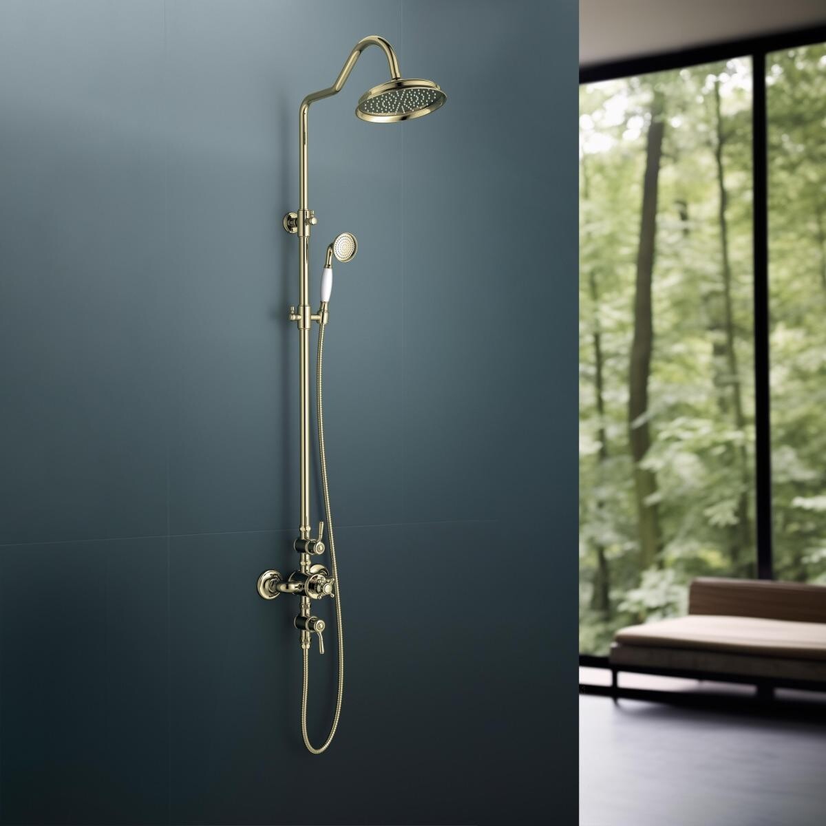 Душевой комплект с лейкой, тропическим душем и смесителем золотой Aquatek "Классик" AQ2563PG - изображение 5