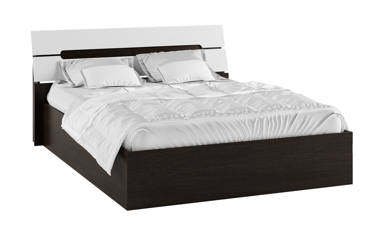 Кровать полутораспальная с подъемным механизмом 140x200 см венге, белый глянец &quot;Гавана&quot;