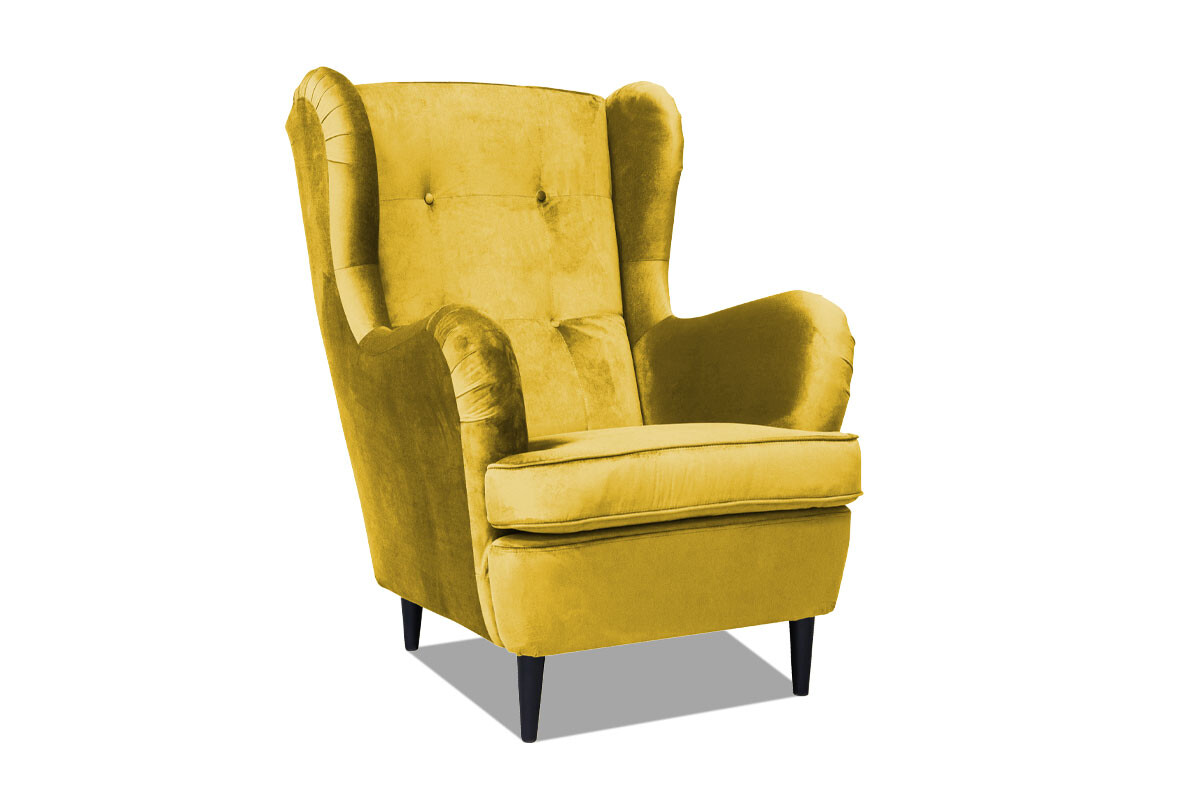Кресло мягкое с ушами желтое, венге &quot;Энзо&quot;