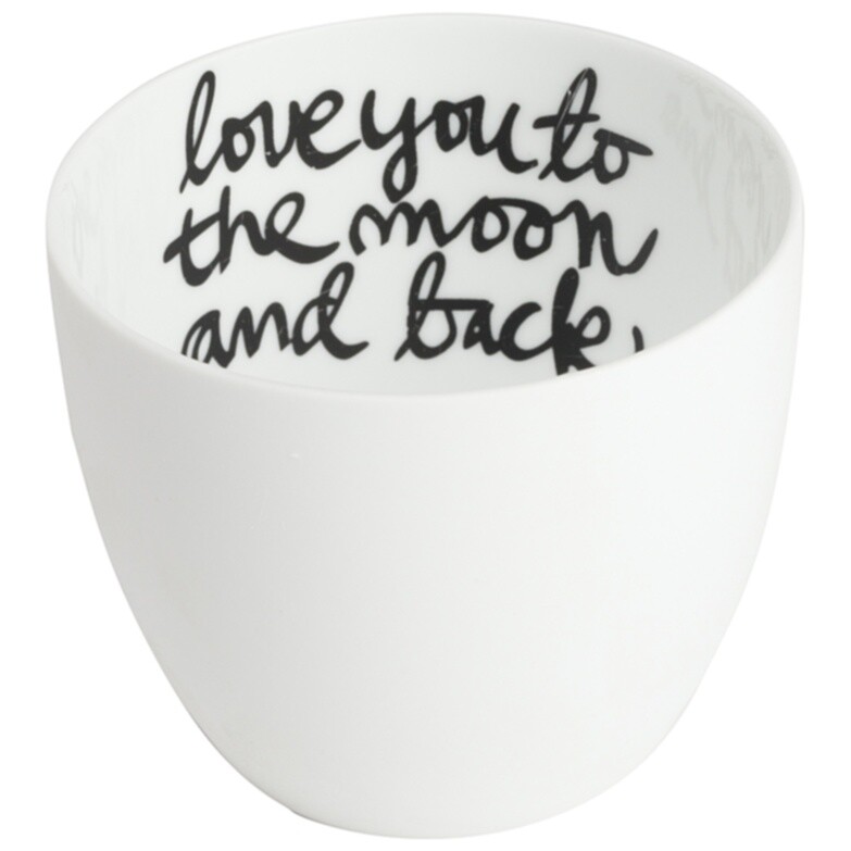 Подсвечник фарфоровый с надписью белый Love You To The Moon And Back
