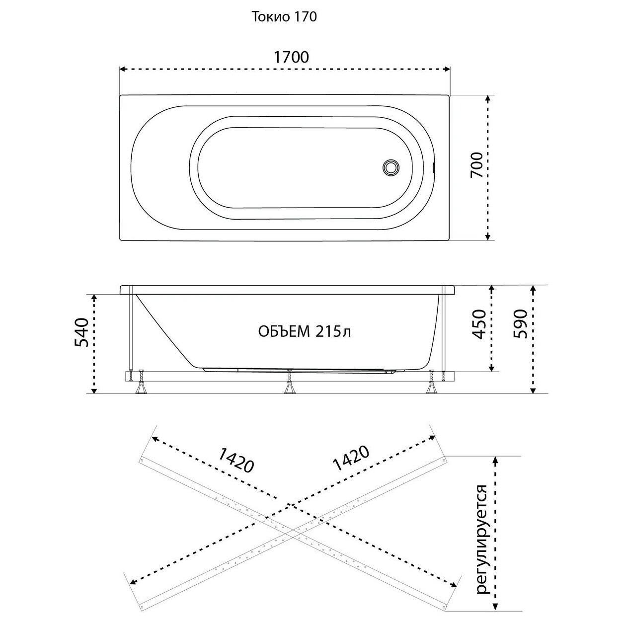 Ванна акриловая белая Triton "Токио" Щ0000062643 - изображение 5