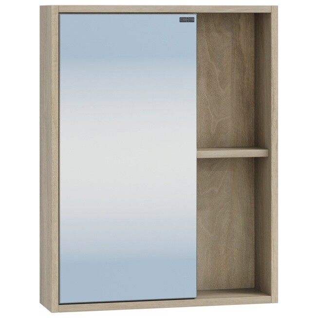 Шкаф зеркальный для ванной с полками дуб светлый &quot;Прима 50&quot;