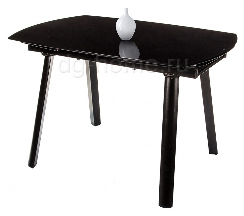 Обеденный стол раздвижной стеклянный черный 120-180 см Mafi