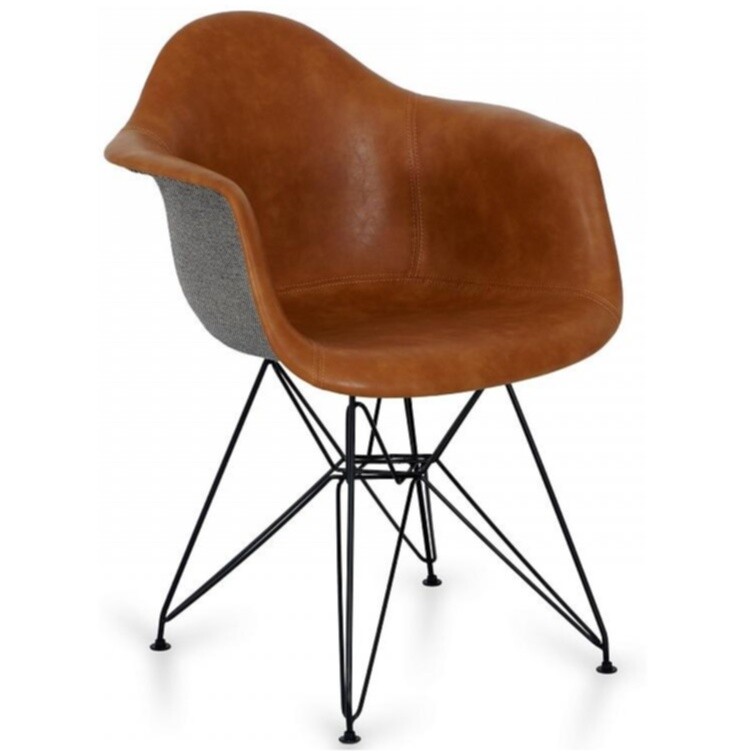 Кресло мягкое с металлическими ножками светло-коричневое Lestari