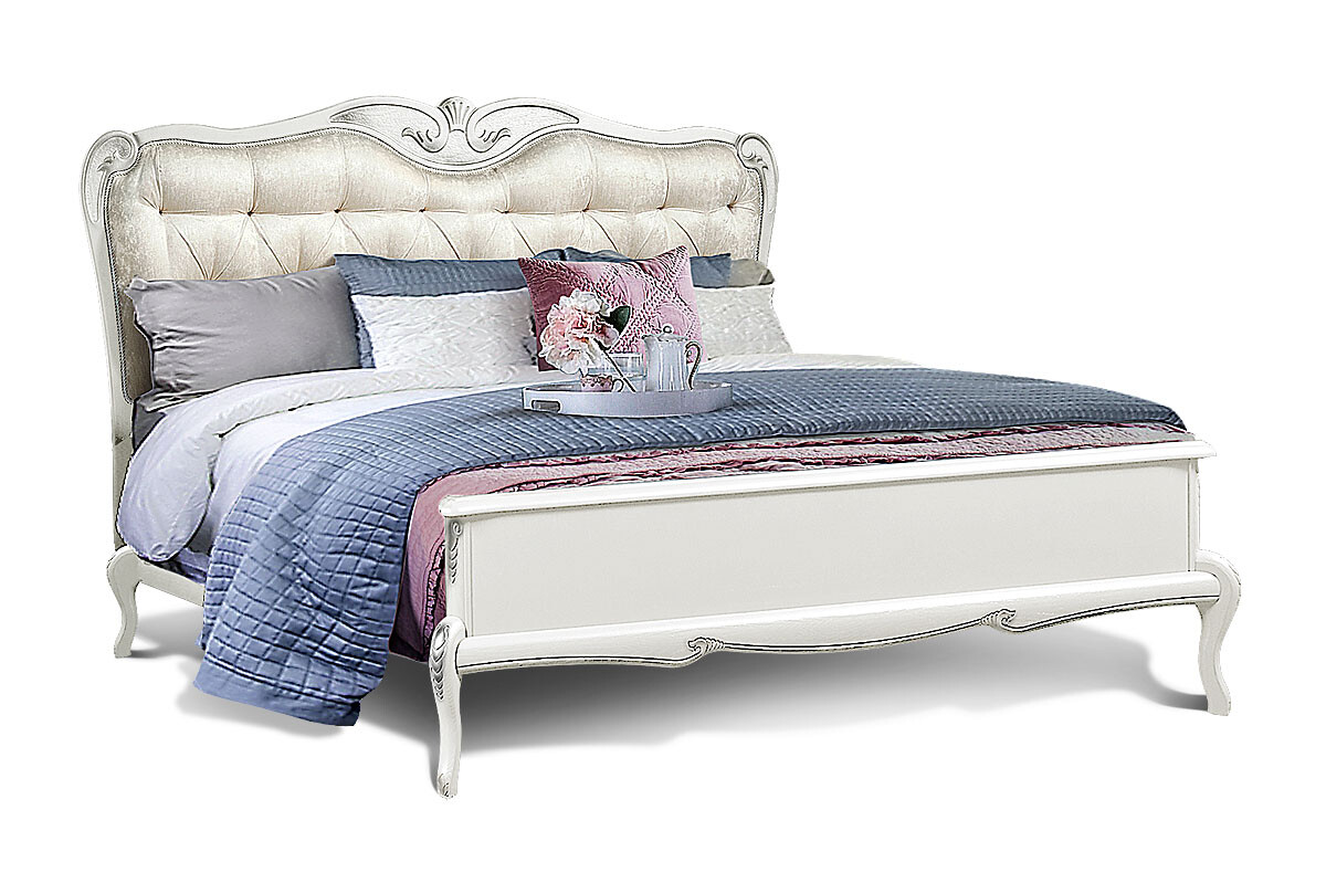 Кровать полутораспальная альба с серебряной патиной 140х200 см Fleuron