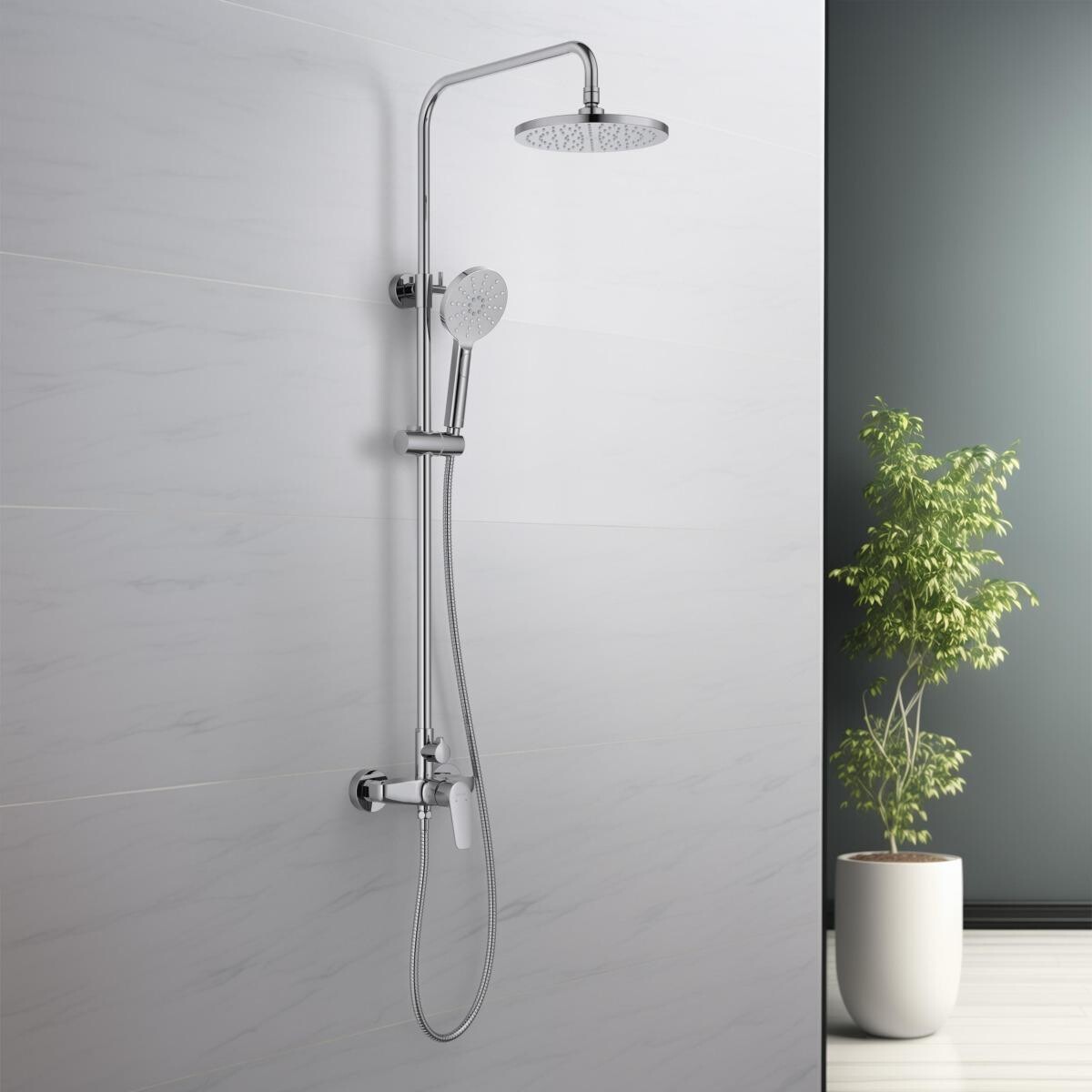 Душевой комплект с лейкой, смесителем и верхнем душем хром Aquatek "Бетта" AQ2160CR - изображение 5