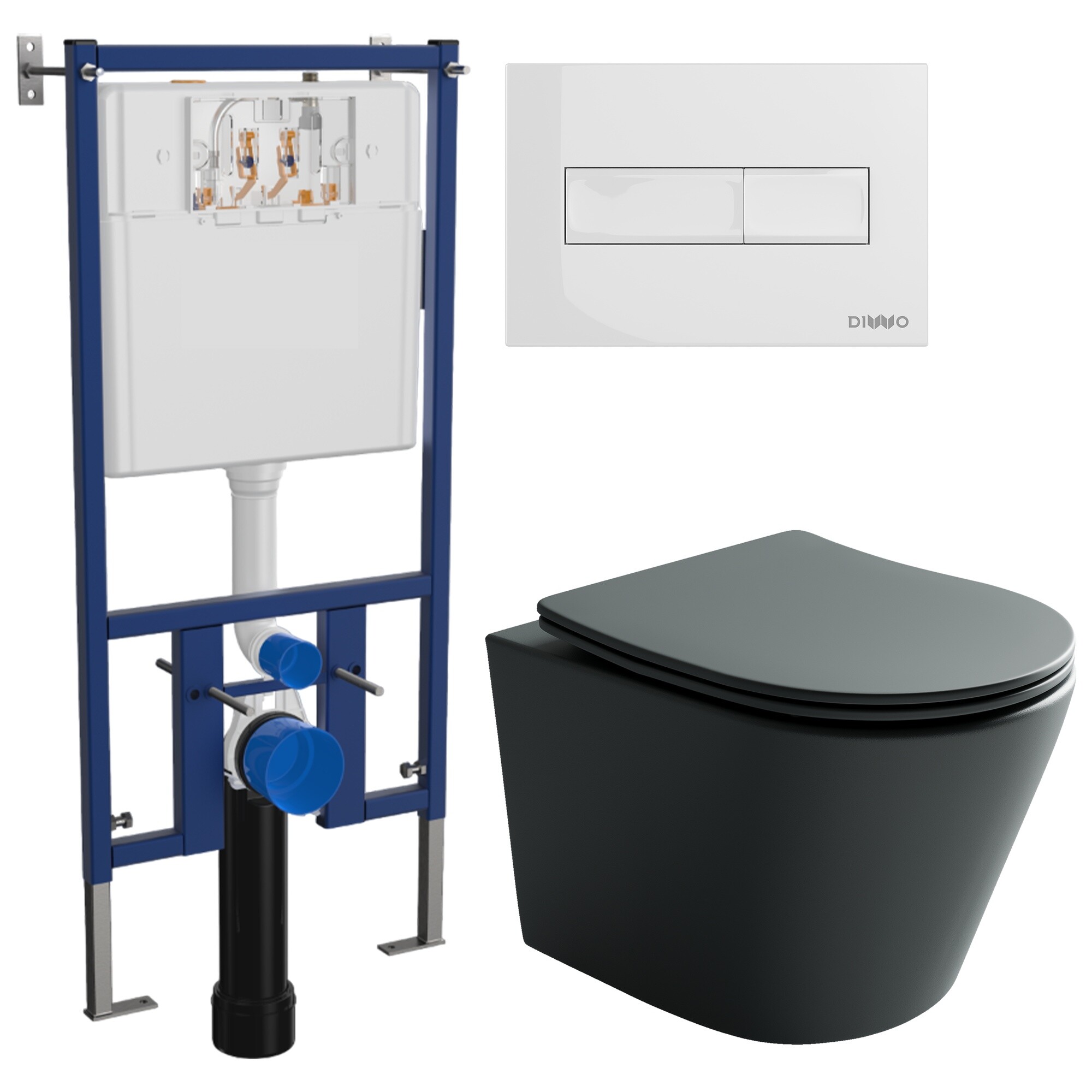 Унитаз подвесной Ceramicanova Balearica Rimless CN6000MDH с инсталляцией Diwo 4501, с кнопкой 7320