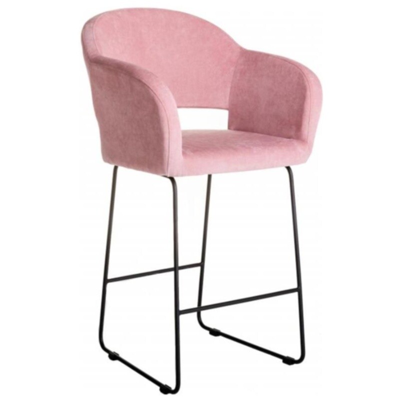 Полубарный мягкий стул с подлокотниками розовый Oscar