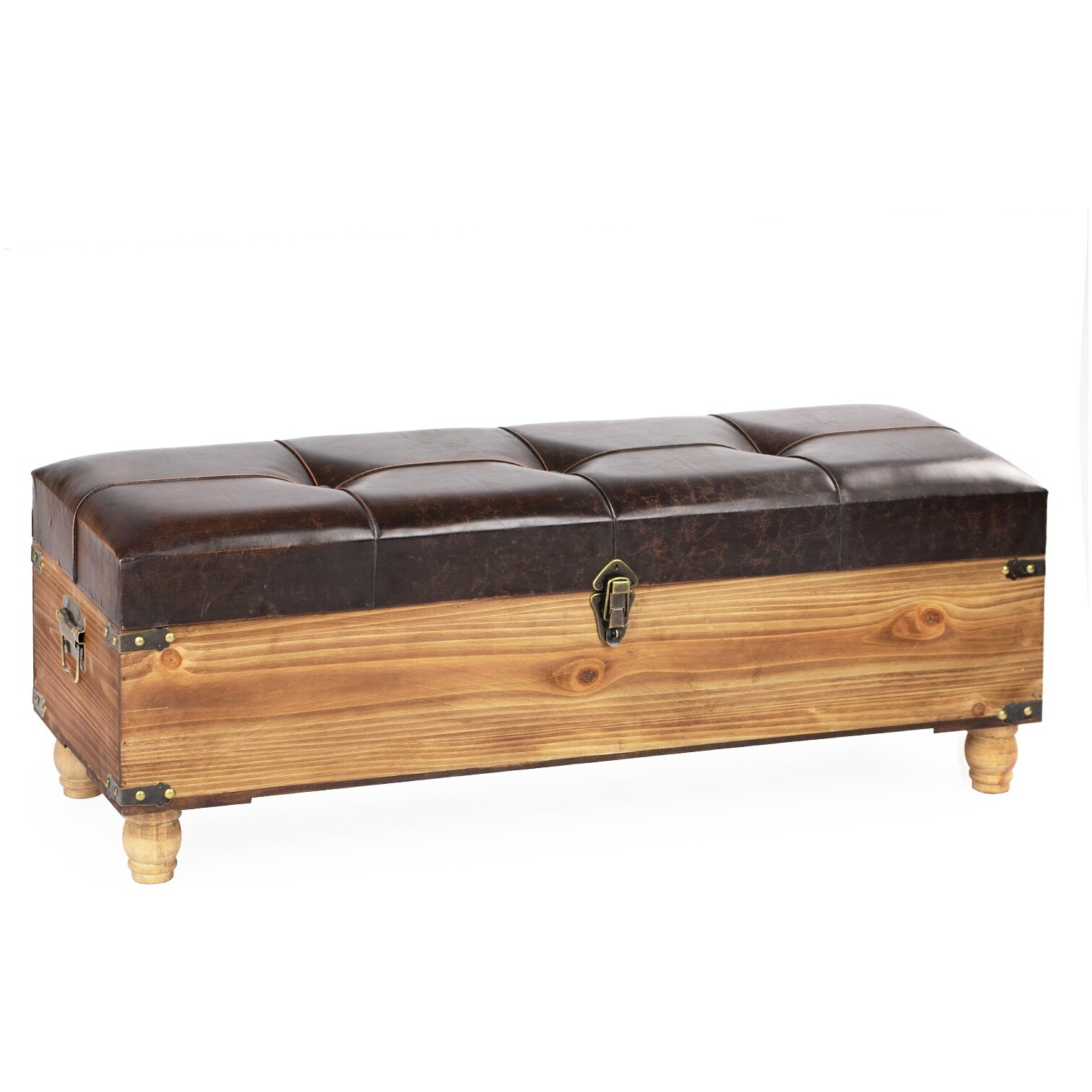 Сундук деревянный с мягким сиденьем 36х102 см коричневый