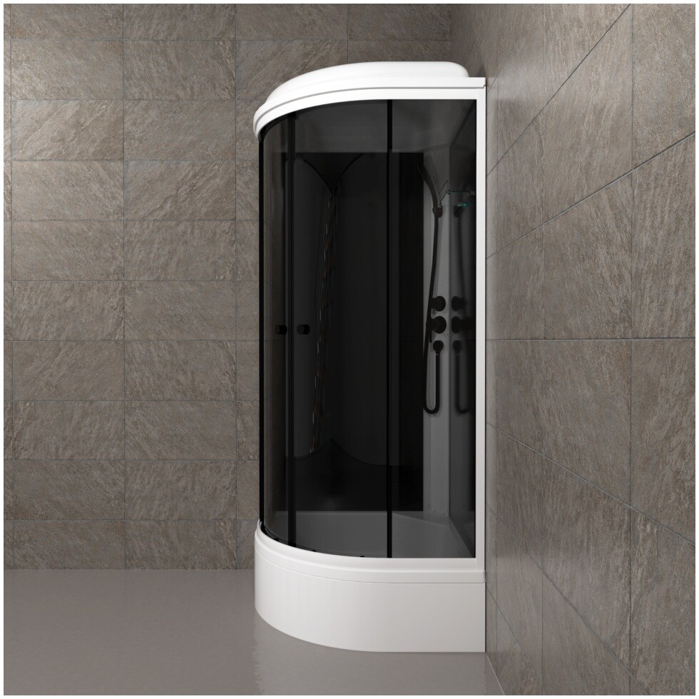 Душевая кабина четверть круга со средним поддоном 90х90 см белый Triton "Грэй-Блэк В" Щ0000067303 - изображение 8