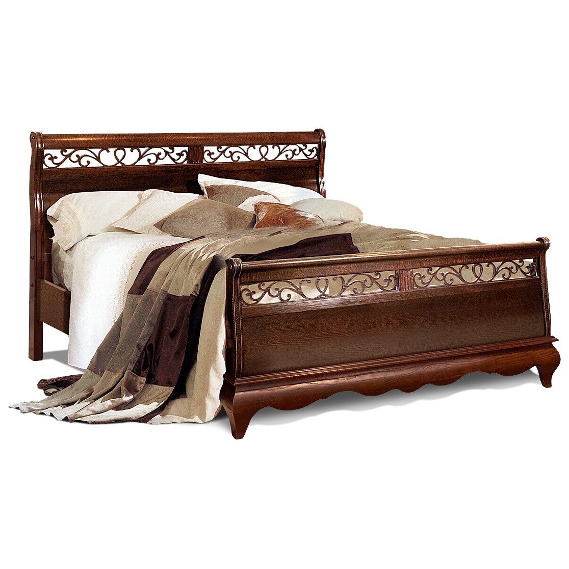 Кровать полутораспальная с высоким изножьем 140х200 см орех &quot;Оскар&quot;