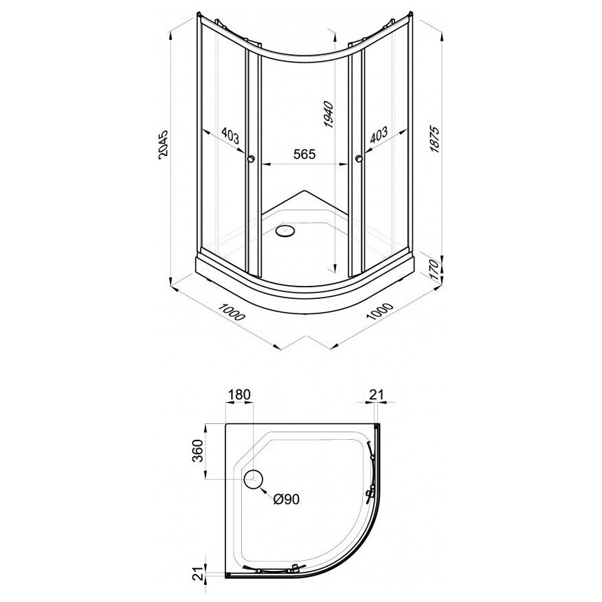 Душевой уголок 100х100 см белый Triton "Лайт А" Щ0000061794 - изображение 7