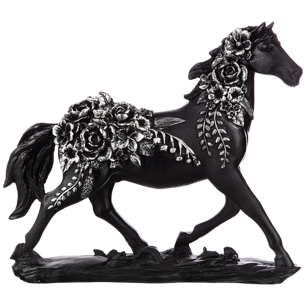 Статуэтка черная с серебряным 24,5 см &quot;Лошадь&quot; Flower Fantasy