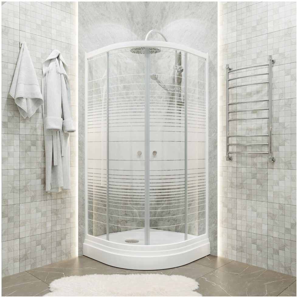 Душевой уголок 90х90 см белый Triton "Полосы А" Щ0000061805 - изображение 4