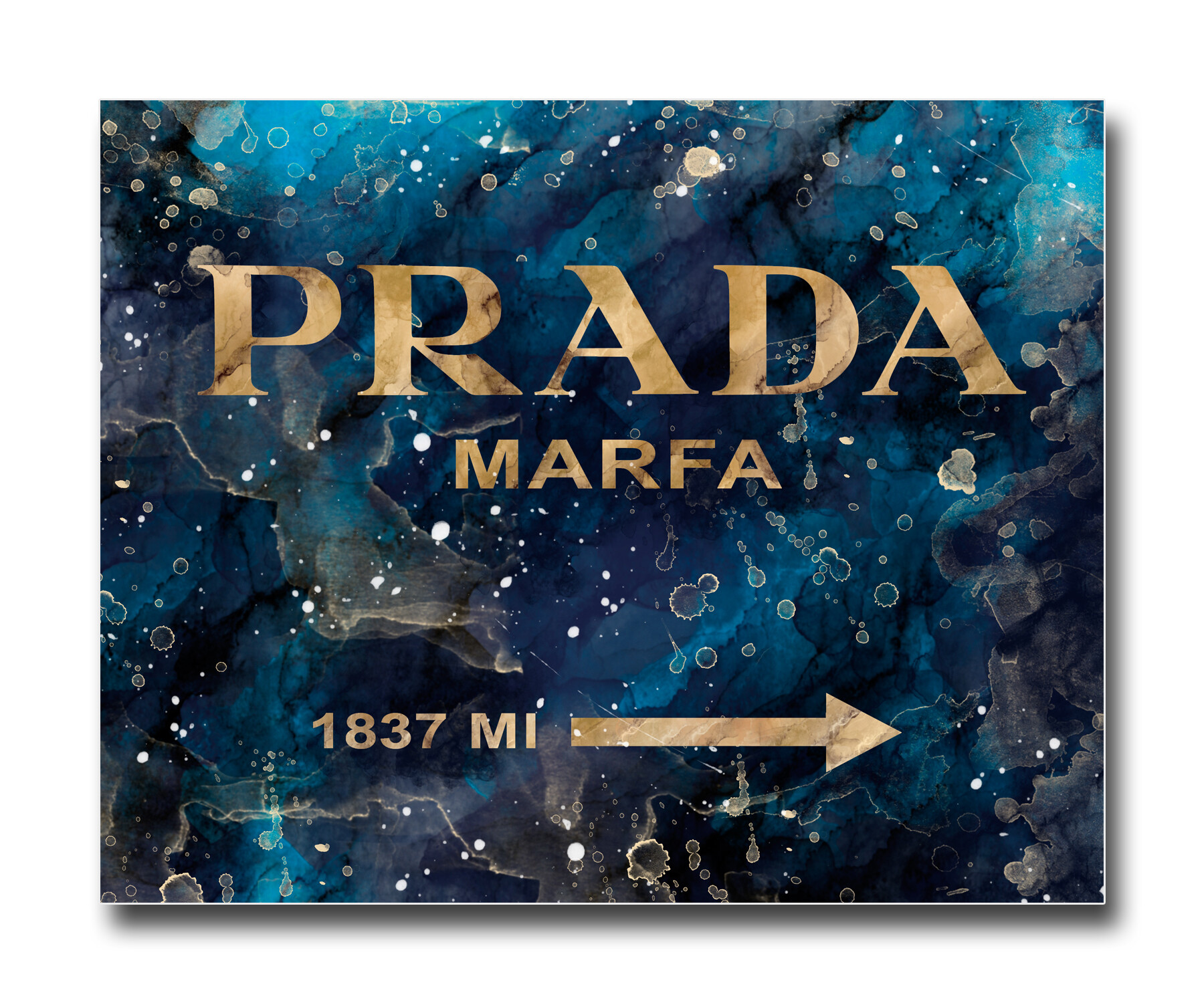 Постер Prada Mafia на синем в золотом A3