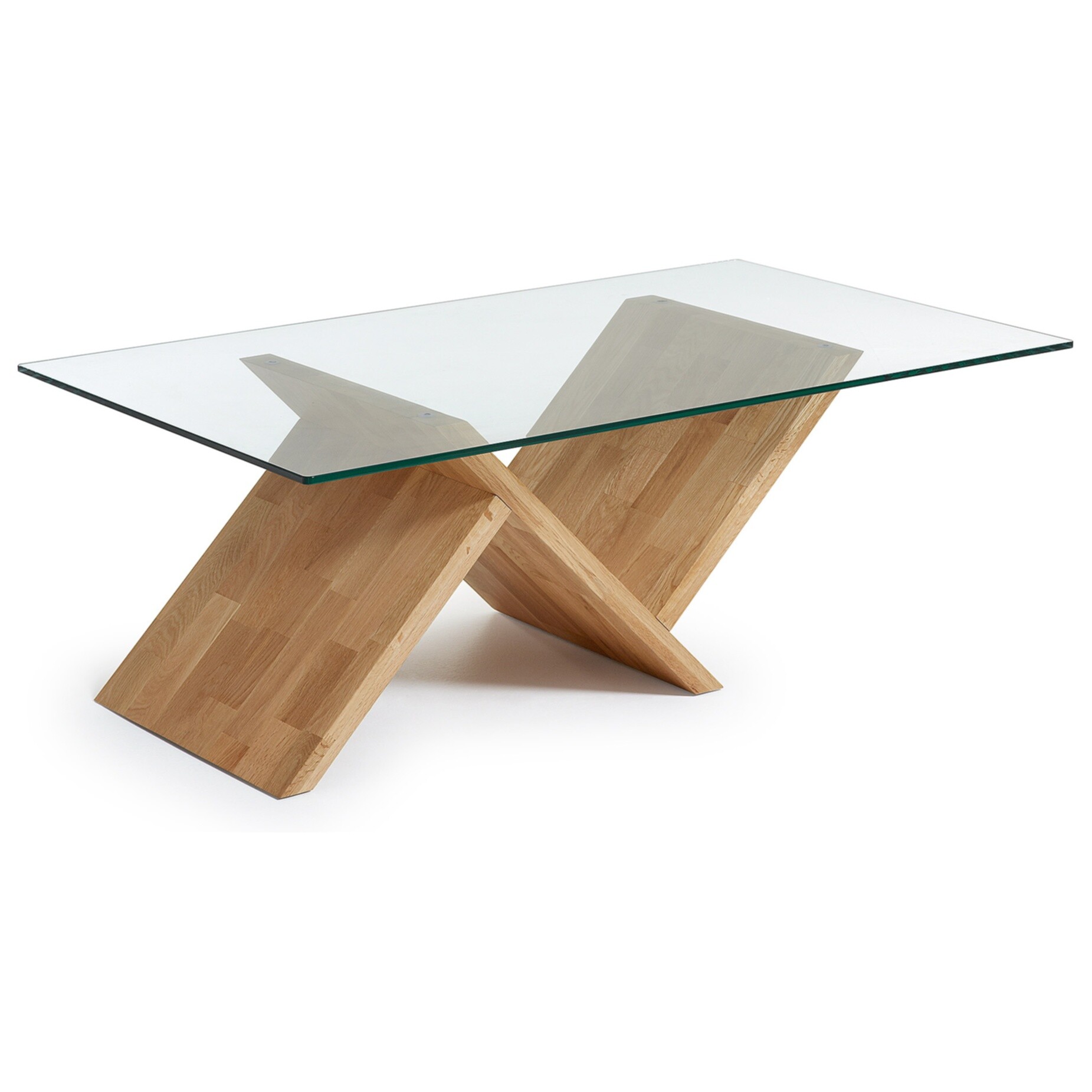 Журнальный столик стеклянный с деревянным основанием 120 см Walea от La Forma