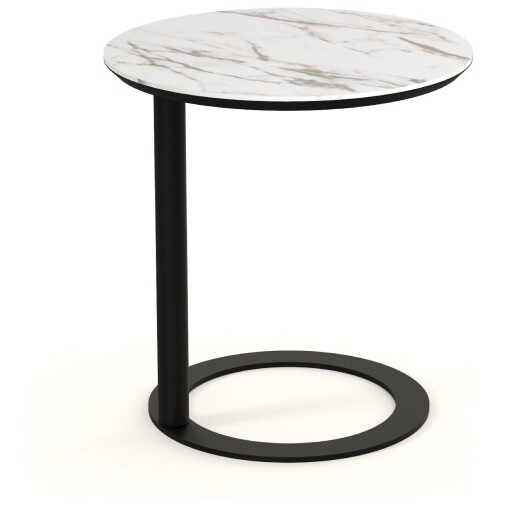 Столик кофейный металлический с керамической столешницей 51 см белый, черный Vissor