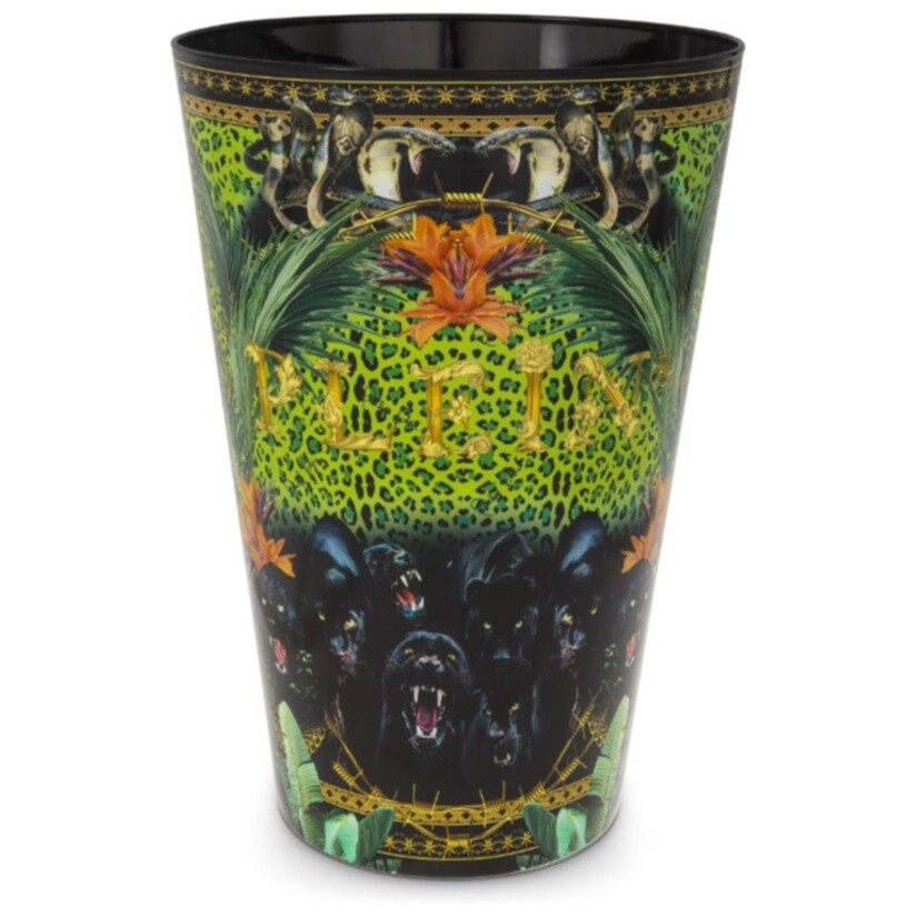 Свеча ароматическая в стеклянном стакане с рисунком черно-зеленая Jungle Xl