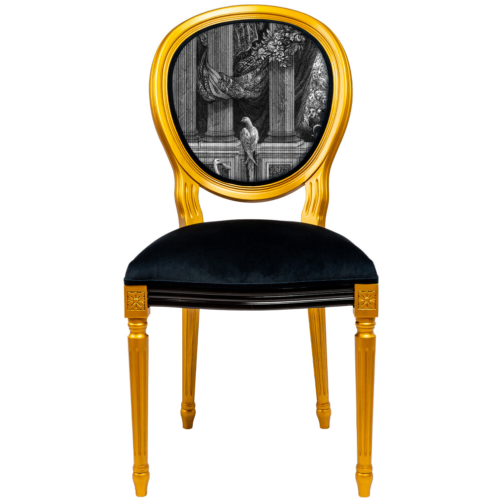 Стул с мягким сиденьем и спинкой черно-золотой «Дворец Тюильри. Февраль, Рыбы» 21102702