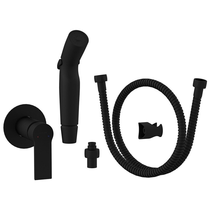 Смеситель встраиваемый однорычажный с гигиеническим душем черный Cersanit Brasko Black A64103 - изображение 6