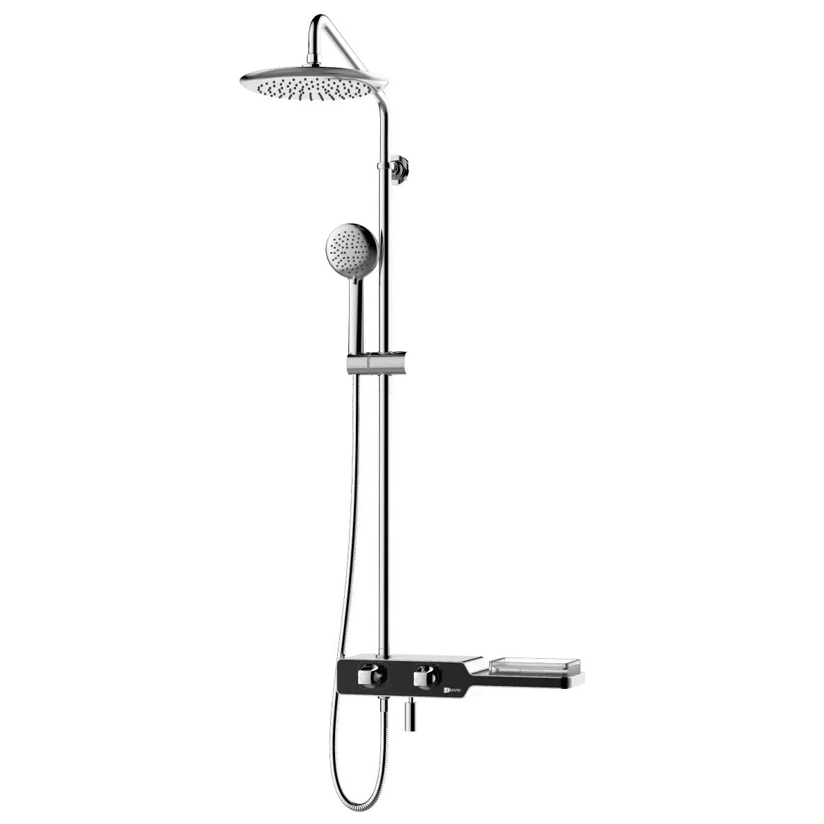 Душевая стойка с держателем и термостатом черная, хром Lemark Tropic LM7009C