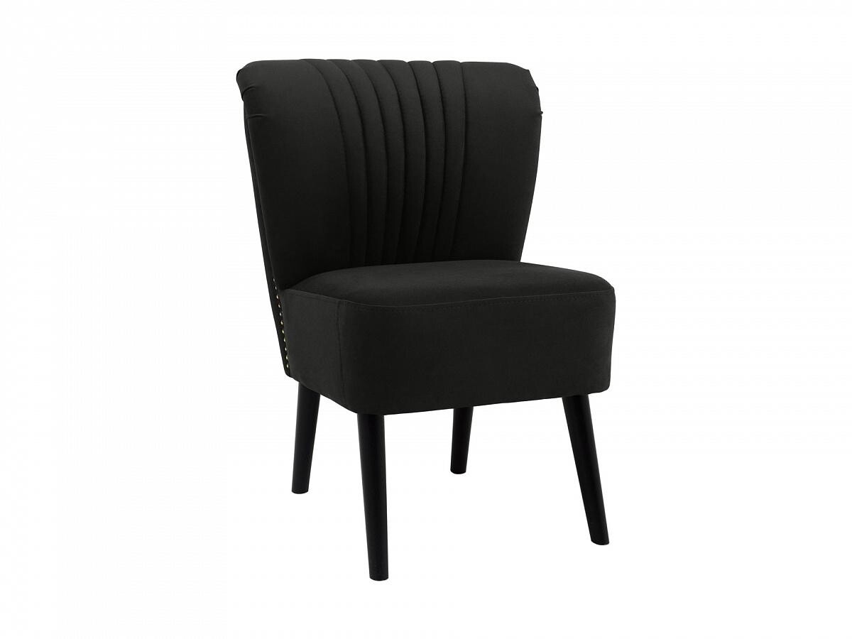 Кресло мягкое черное с темными ножками Barbara