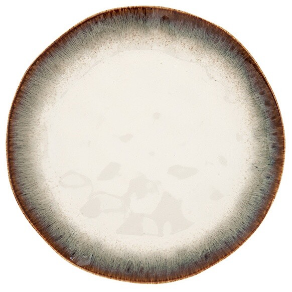 Тарелка обеденная фарфоровая круглая 26 см белая, коричневая Nuances