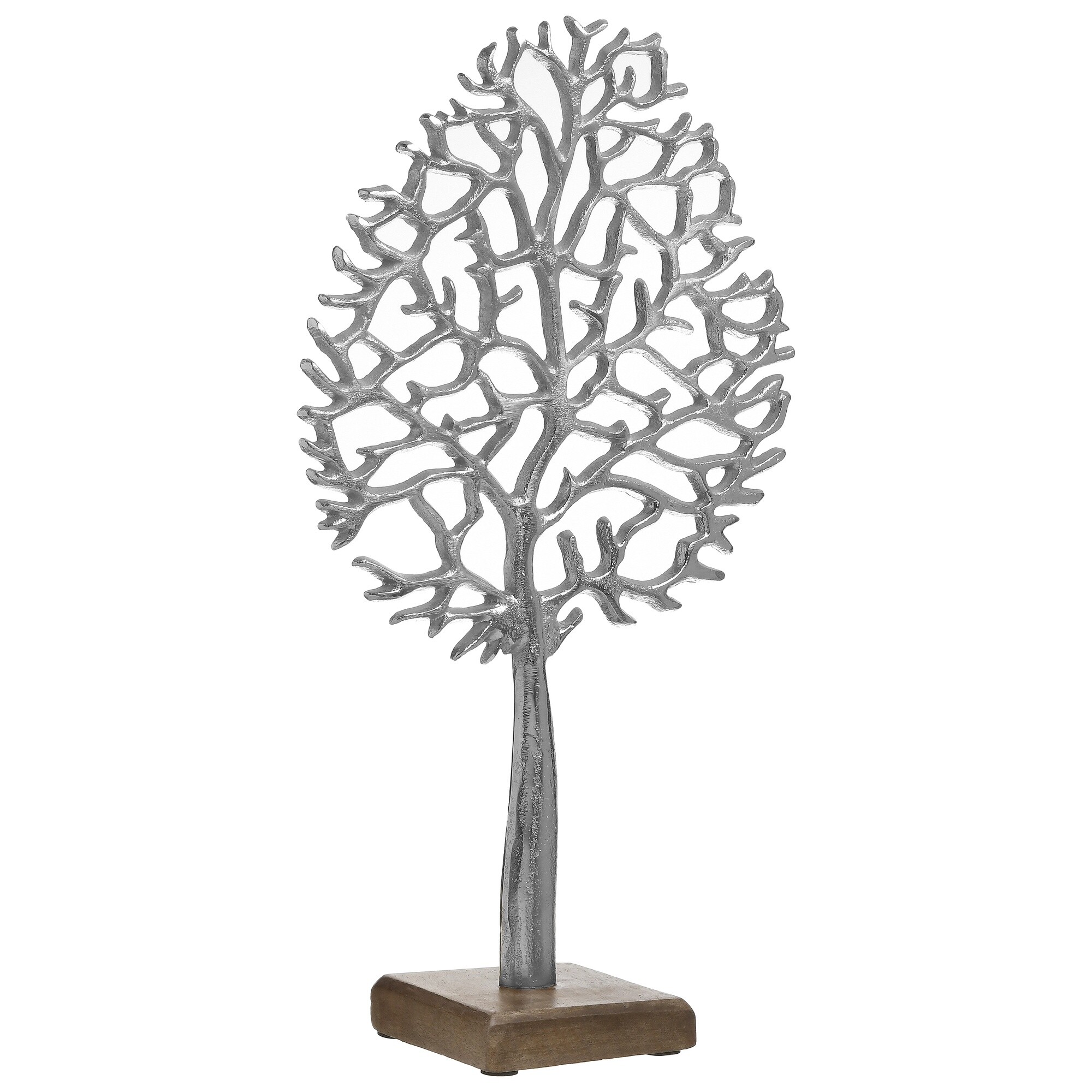 Декор настольный металлический на деревянном основании 44х23 см серебро Tree 111698