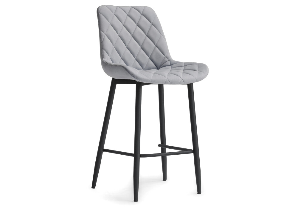 Полубарный стул с мягким сиденьем светло-серый, черный &quot;Баодин Б/К&quot;