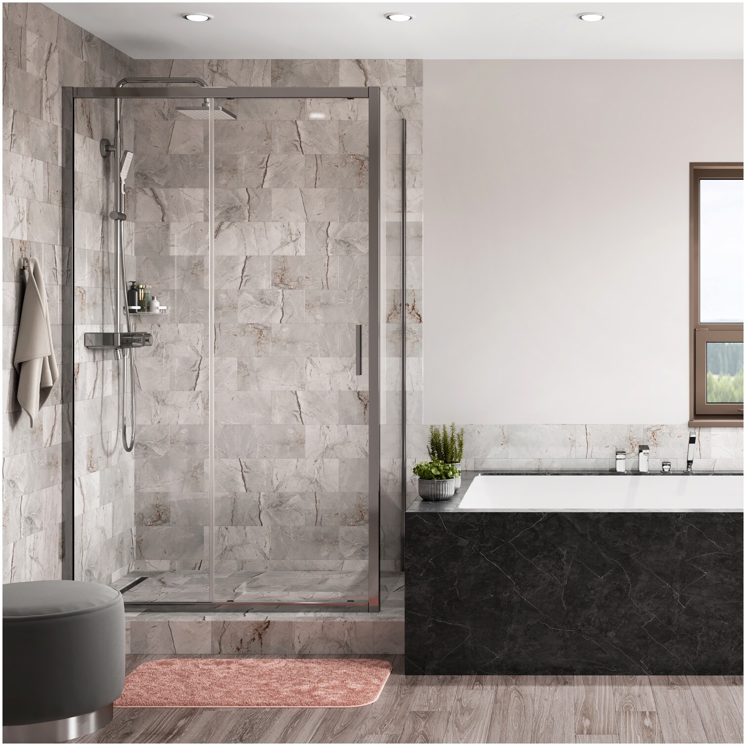 Душевой уголок прямоугольный 130х80 см хром Wasserkraft Main 41S32