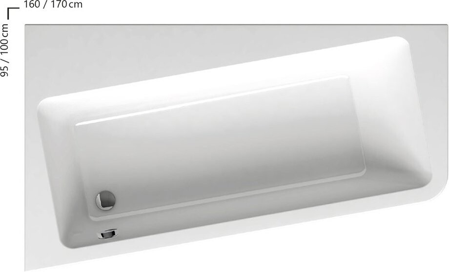 Ванна акриловая ассиметричная 170х100 см белая Ravak 10° L C811000000