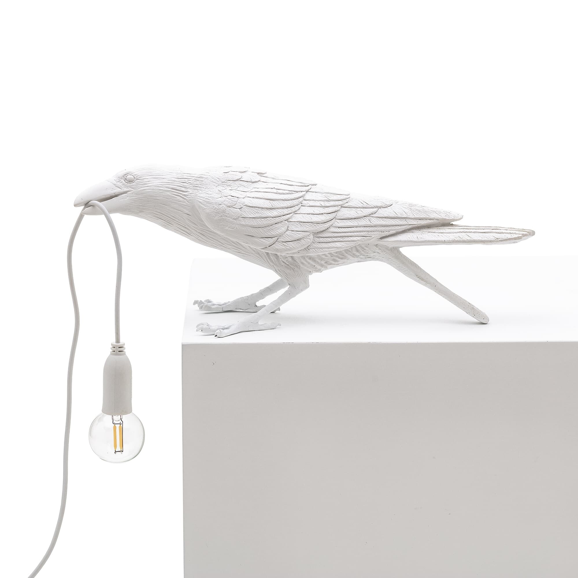 Настольная лампа светодиодная белая Bird Playing 14733