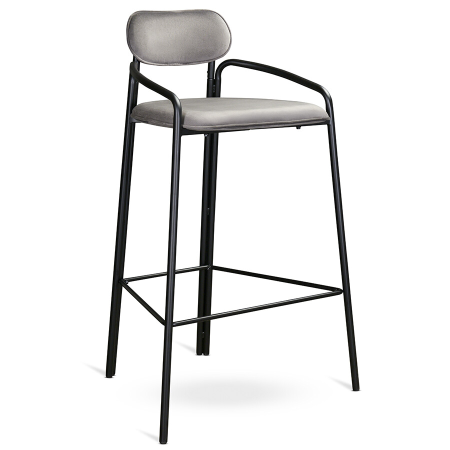 Барный стул на металлических ножках серый, черный Ror Round