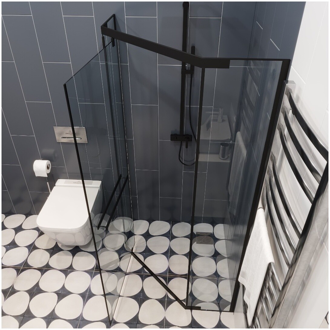 Душевой уголок пятиугольный 90x90 см черный Cerutti SPA Chika ZP91B - изображение 9