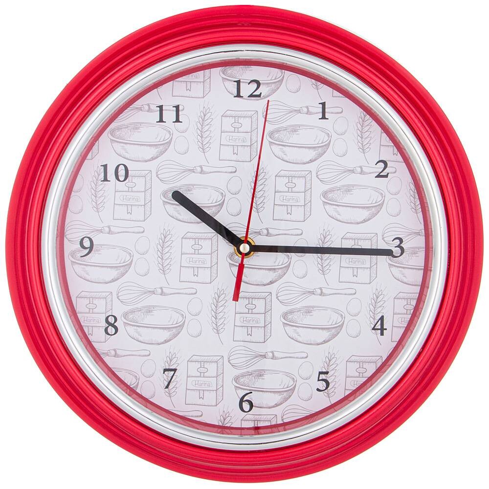 Часы настенные пластиковые 30,5 см розовые Kitchen