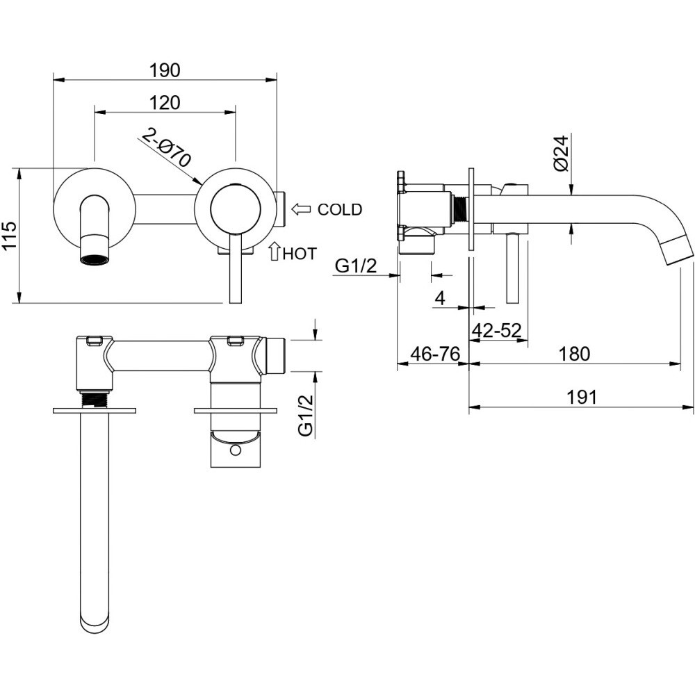 Смеситель для раковины встраиваемый золотой Aquatek "Европа" AQ1313BG - изображение 4