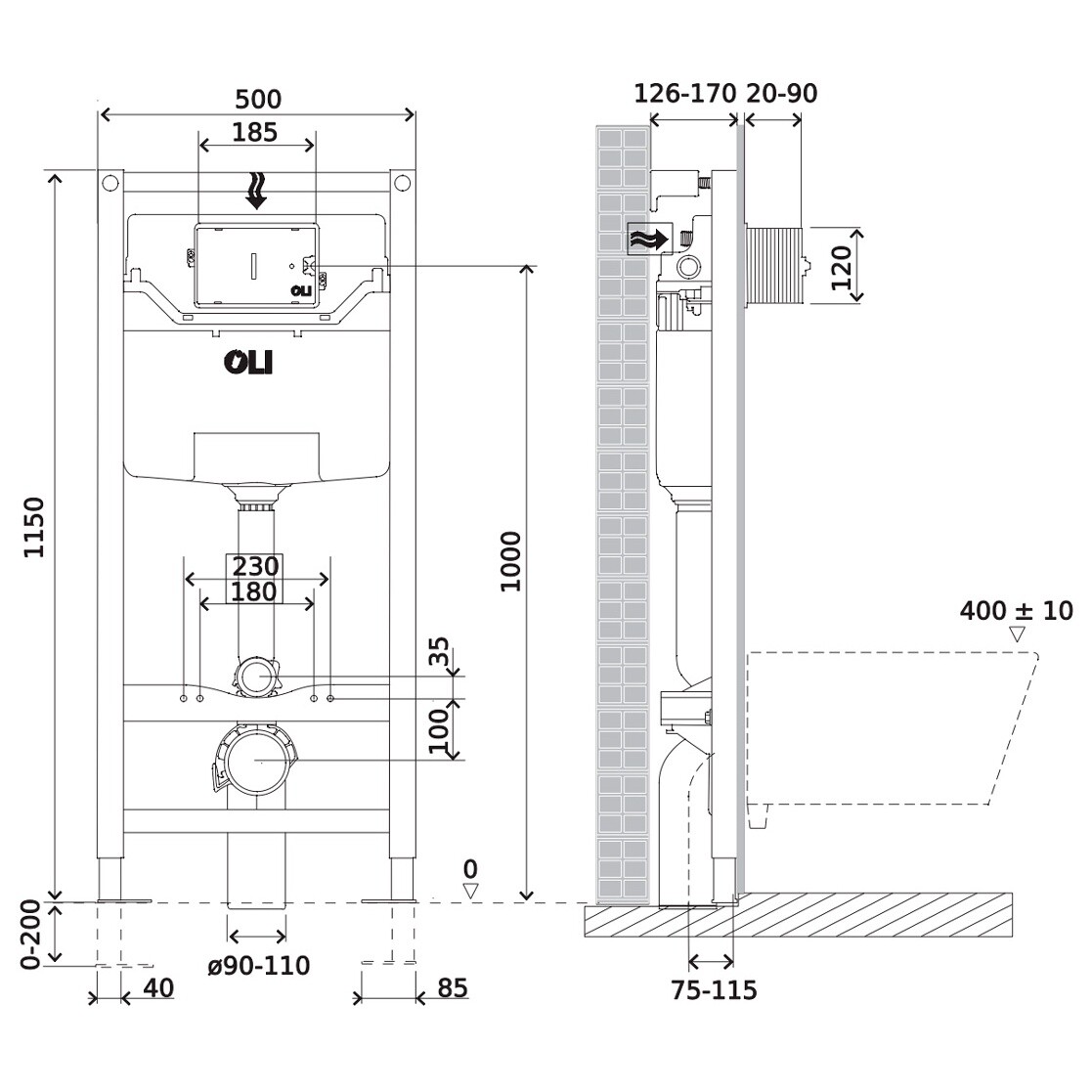 Унитаз Point "Афина" с инсталляцией OLI 120 ECO с кнопкой черной KARISMA 879235pKA03+PN41041 - изображение 7