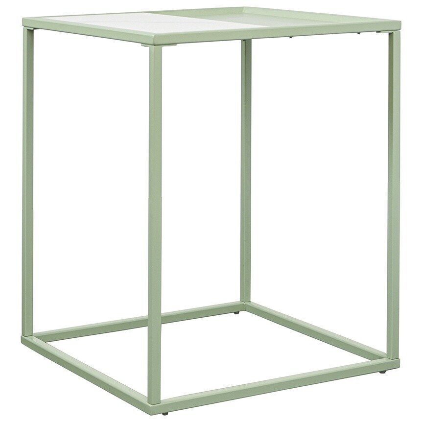 Кофейный столик квадратный с керамической столешницей белый, зеленый Mayen
