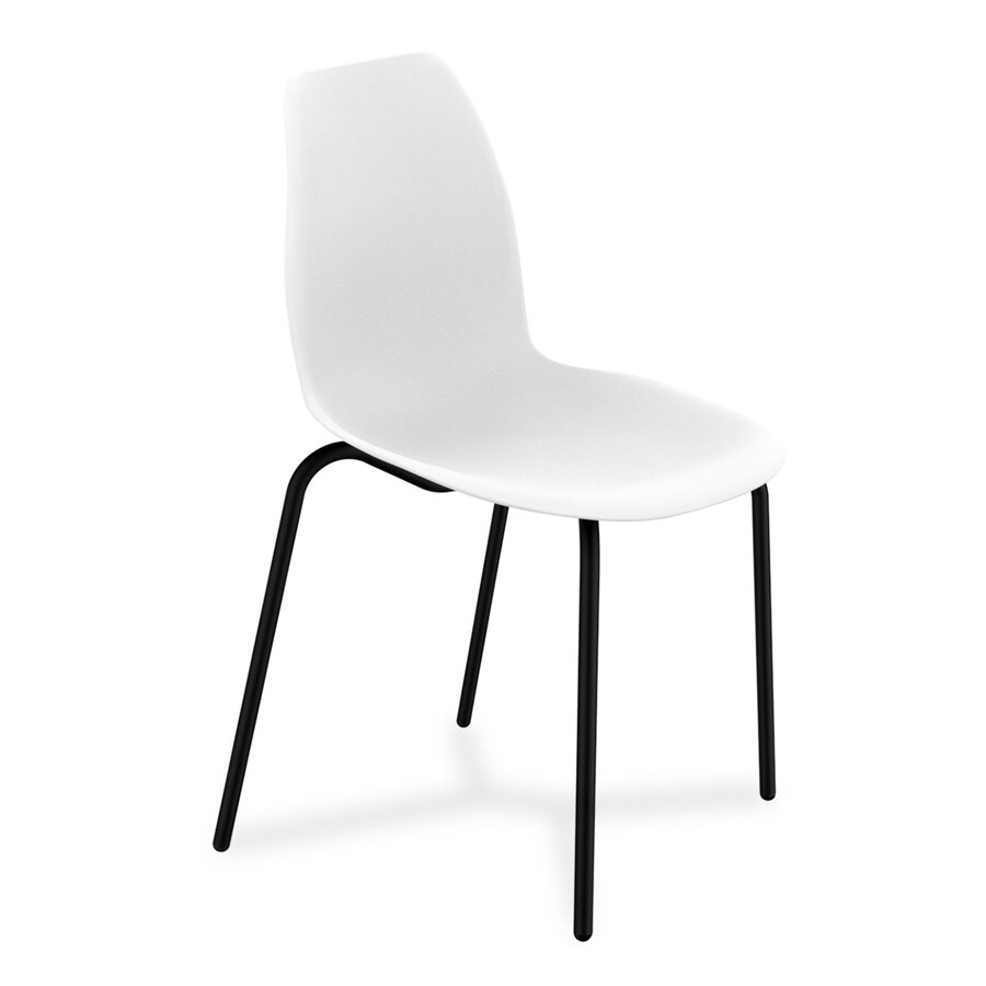 Штабелируемый стул пластиковый на металлических ножках белый, черный муар SHT-ST29-S130 HD